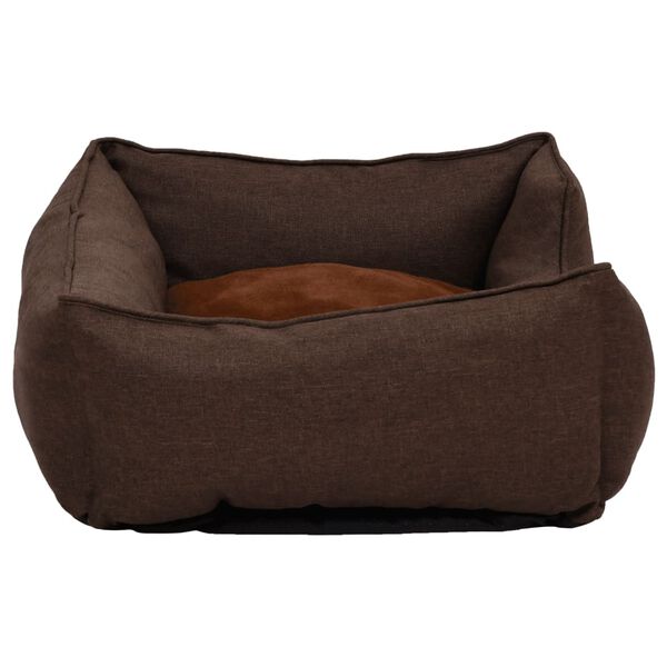 vidaXL Hundebett Braun 85,5x70x23 cm Fleece Leinenoptik