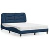 vidaXL Bett mit Matratze "Hvar" Blau 120x200 cm Stoff