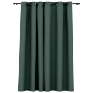 vidaXL Verdunkelungsvorhang mit &Ouml;sen Leinenoptik Gr&uuml;n 290x245 cm