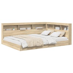vidaXL B&uuml;cherregal-Bett Sonoma-Eiche 140 x 200 cm Holzwerkstoff