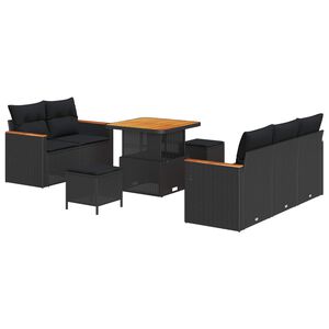 vidaXL Gartensofa-set 10 stk. 7-Sitzer Schwarz Poly-Rattan