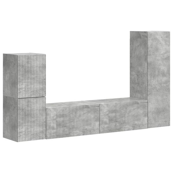 vidaXL TV-Schrankset Wandmontiert 4 pcs Beton Grau Holzwerkstoff