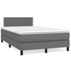 vidaXL Boxspringbett mit Matratze & LED Grau 120x190 cm Kunstleder