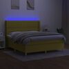 vidaXL Boxspringbett mit Matratze & LED Gr&uuml;n 180x200 cm Stoff