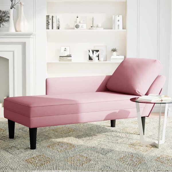 vidaXL Chaiselongue mit Kissen und Rechter Armlehne Rosa Samt