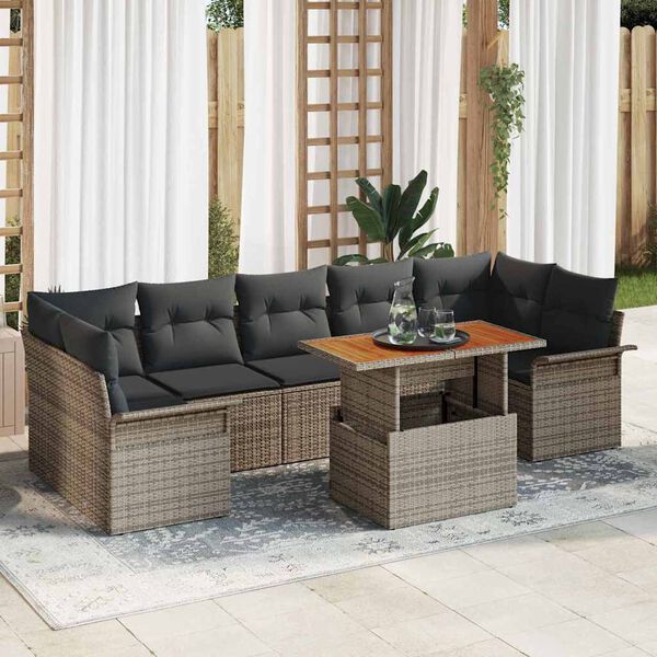 vidaXL Garten-Sofa-Set mit Kissen 8 pcs Grau