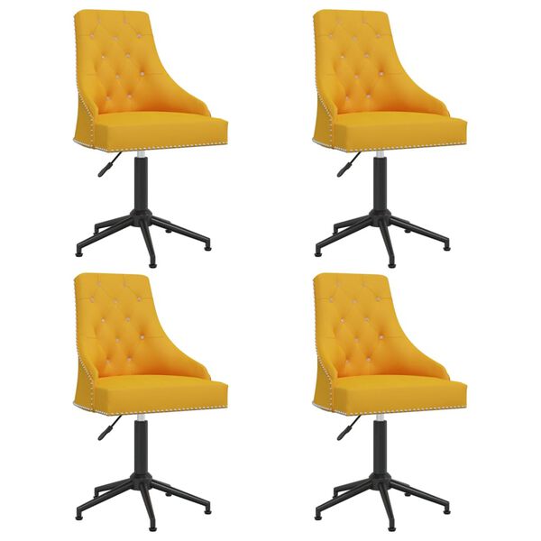 vidaXL Esszimmerst&uuml;hle 4 Stk. Drehbar Gelb Samt