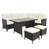 vidaXL 4-tlg. Garten-Lounge-Set mit Auflagen Poly Rattan Braun