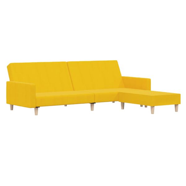 vidaXL Schlafsofa 2-Sitzer mit Fu&szlig;hocker Gelb Stoff