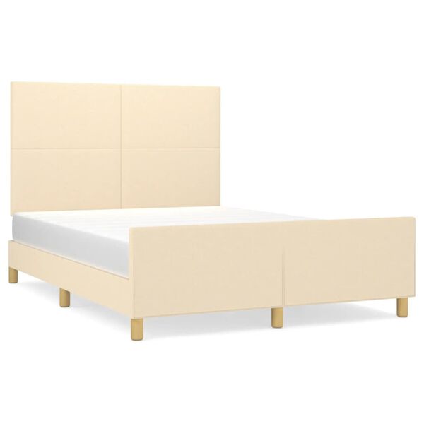 vidaXL Bettgestell ohne Matratze Creme 140x190 cm Stoff
