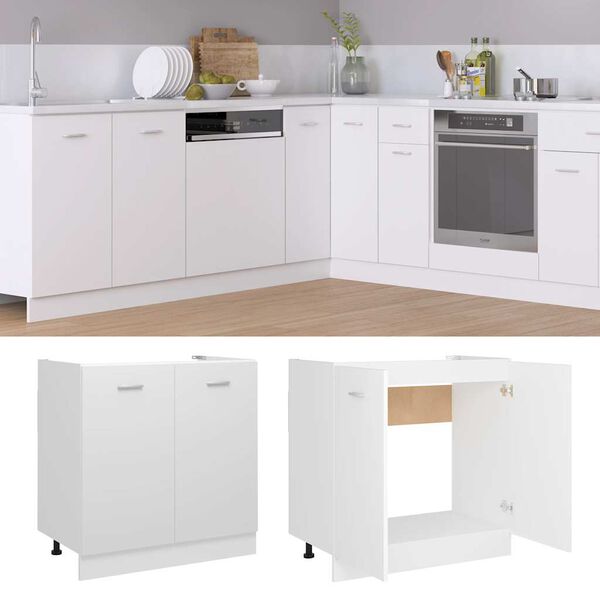 vidaXL Sp&uuml;lenunterschrank Lyon Wei&szlig; 80x46x81,5 cm Holzwerkstoff