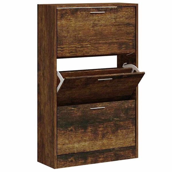 vidaXL Schuhschrank R&auml;uchereiche 63x24x103 cm Holzwerkstoff