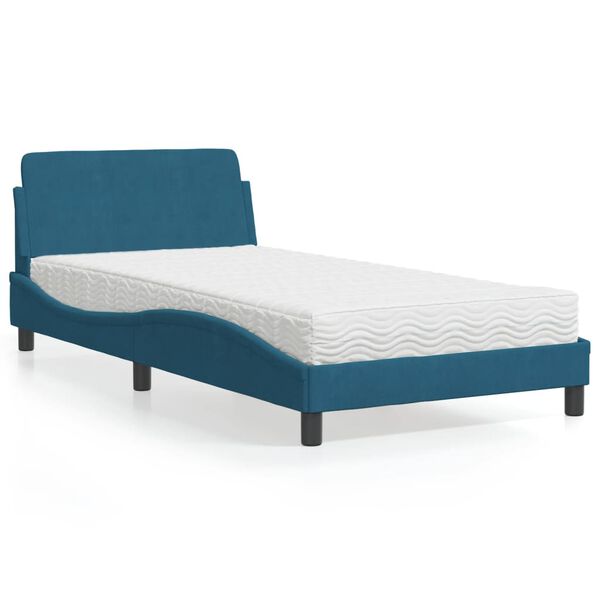 vidaXL Bett mit Matratze "Dover" Blau 100x200 cm Samt