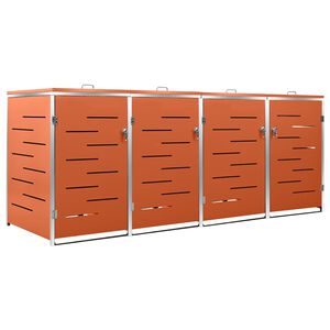vidaXL M&uuml;lltonnenbox f&uuml;r 4 Tonnen 276,5x77,5x115 cm Edelstahl