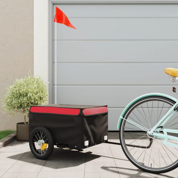 vidaXL Fahrradanh&auml;nger Schwarz und Rot 30 kg Eisen