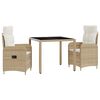 vidaXL Outdoortisch-Set 3 pcs Beige und Cremewei&szlig; 90 x 90 x 75 cm