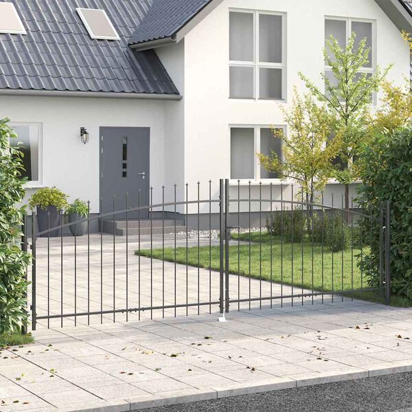 vidaXL Doppeltor mit Schloss Grau 400 x 199.5 cm Stahl
