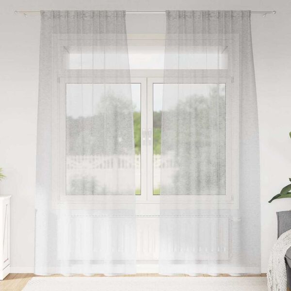 vidaXL Voile-Vorhang 2 pcs Hellgrau 245 x 140 cm Polyester