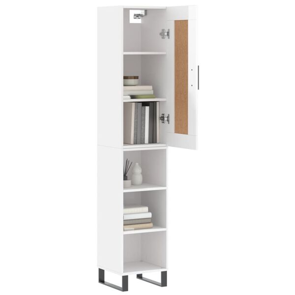 vidaXL Highboard Hochglanz-Wei&szlig; 34,5x34x180 cm Holzwerkstoff