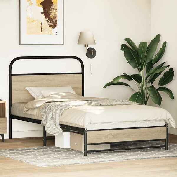 vidaXL Bettgestell ohne Matratze 100x190 cm Sonoma-Eiche Holzwerkstoff