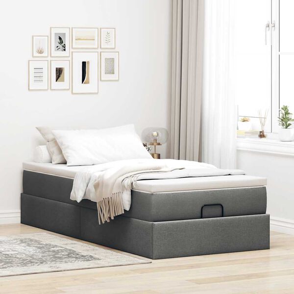 vidaXL Ottoman-Bett mit Matratze Dunkelgrau 80x200 cm Stoff