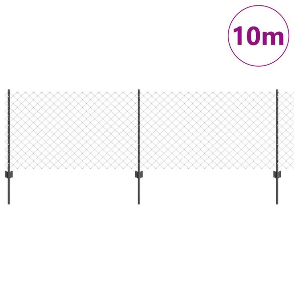 vidaXL Zaun mit Pfosten Grau 0,8 x 10 m Stahl und PVC