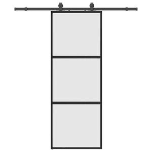 vidaXL Schiebet&uuml;r mit Beschlag Schwarz 76x205 cm Hartglas