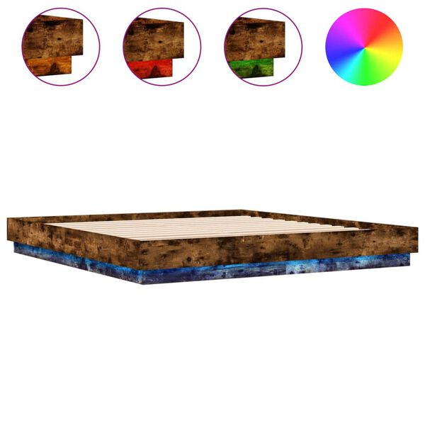 vidaXL Bettgestell mit LED R&auml;uchereiche 200x200 cm