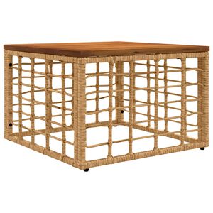 vidaXL Gartentisch Natur 55 x 55 x 37 cm PE Rattan und Glas