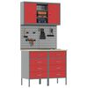 vidaXL Arbeitsschrankset mit Schubladen mit Regal 5 pcs Rot