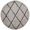vidaXL Teppich Shaggy Hochflor Modern Beige und Anthrazit &Oslash; 200 cm