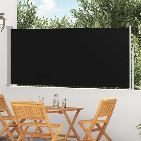 vidaXL Ausziehbare Seitenmarkise 120x300 cm Schwarz