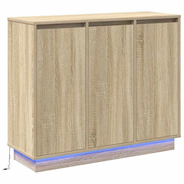 vidaXL LED-Sideboard Sonoma-Eiche 90 x 32 x 75 cm Holzwerkstoff