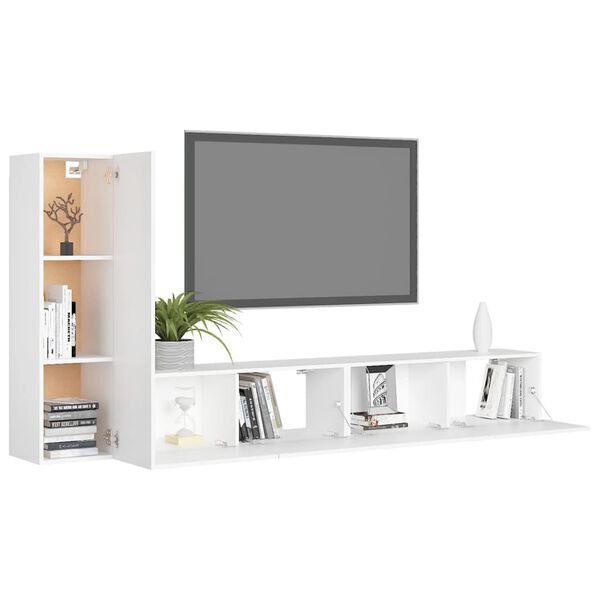 vidaXL 3-tlg. TV-Schrank-Set Wei&szlig; Holzwerkstoff