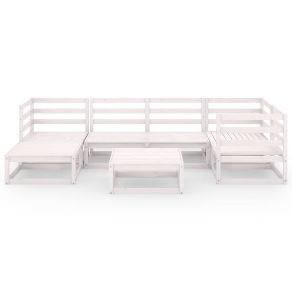 vidaXL 7-tlg. Garten-Lounge-Set Wei&szlig; Massivholz Kiefer