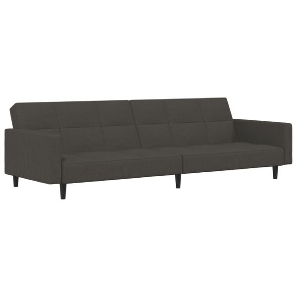 vidaXL Schlafsofa 2-Sitzer mit Hocker Dunkelgrau Mikrofasergewebe