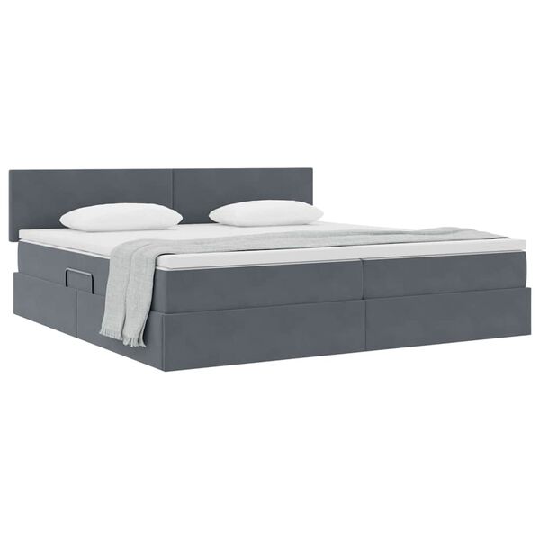 vidaXL Aufbewahrungsbett mit Matratze Dunkelgrau 200 x 200 cm Samt