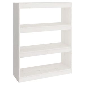 vidaXL B&uuml;cherregal/Raumteiler Wei&szlig; 80x30x103,5 cm Massivholz Kiefer