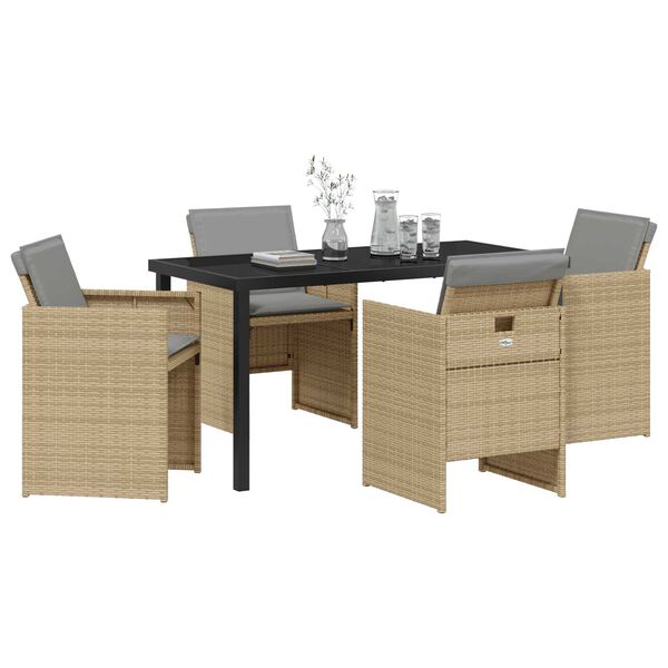 vidaXL Garten Essgruppe 5 pcs Beige Poly-Rattan