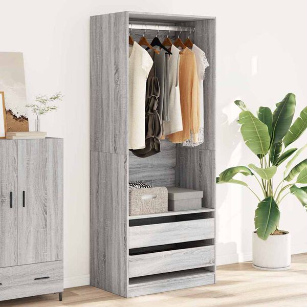 vidaXL Kleiderschrank Grau Sonoma 80x50x200 cm Holzwerkstoff