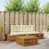 vidaXL Outdoor-Sofagarnitur mit Kissen 3 St&uuml;ck Natur und Creme