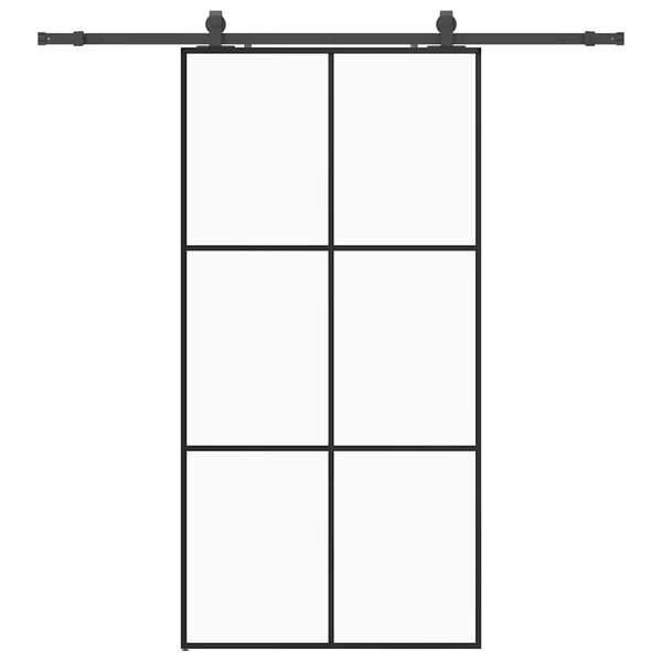 vidaXL Schiebet&uuml;r mit Beschlag Schwarz 102x205 cm ESG-Glas