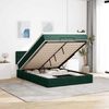 vidaXL Ottoman-Bett mit Matratze & LEDs Dunkelgr&uuml;n 140x190 cm Samt