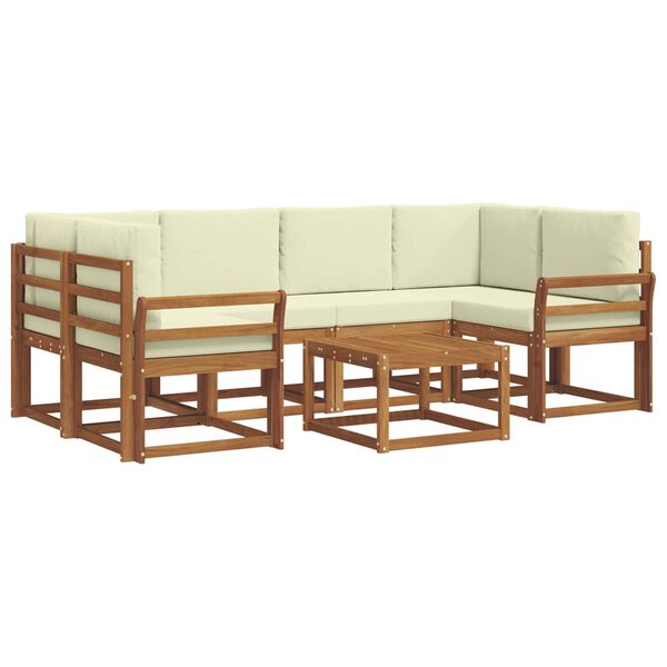 vidaXL Outdoor-Sofagarnitur mit Kissen 7 pcs Natur und Creme