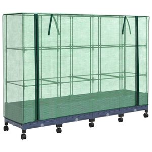 vidaXL Gartenplanter mit Gew&auml;chshausabdeckung und R&auml;dern 4 stk. PP
