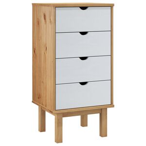 vidaXL Schubladenschrank OTTA Braun & Wei&szlig; 45x39x90 cm Massivholz