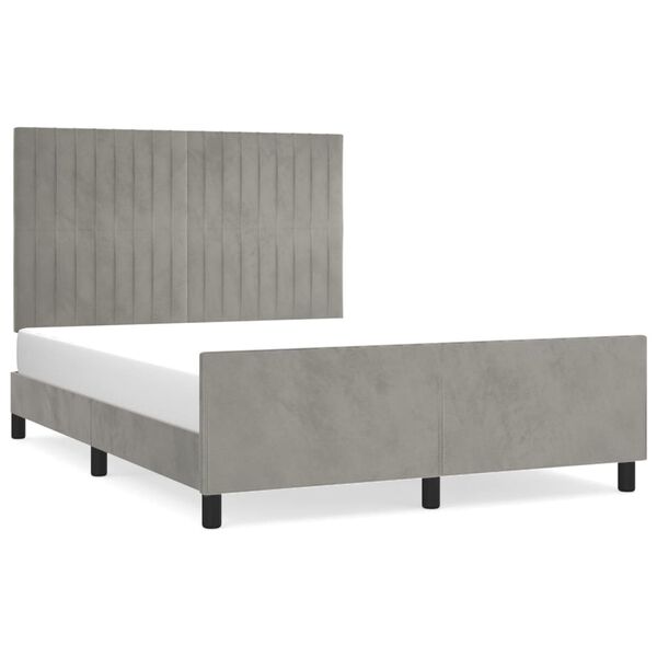 vidaXL Bettgestell ohne Matratze Hellgrau 140x200 cm Samt