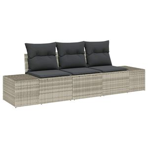 vidaXL Sofa Set 3 stk. Hellgrau [Synthetisch]: Poly Rattan
