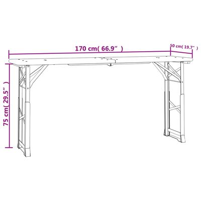 vidaXL Biertisch Klappbar 170x50x75/105 cm Massivholz Tanne