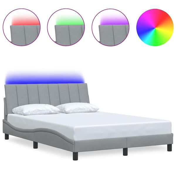vidaXL Bettgestell ohne Matratze "Hanko" Hellgrau 140x190 cm Stoff